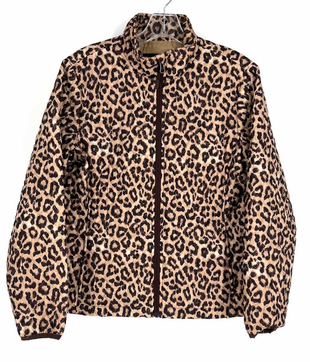 Lands End Size S Tan/Black Animal Print Quilted Jackets Jacket